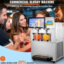 Slush Ice Maskine 8L / 2.1 Gal - Kommerciel Dobbeltskål til Slushy, Margarita, Smoothies og Frosne Drinks. Køb nu! Clearance