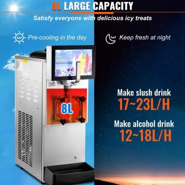 Slush Ice Maskine 8L – Kommerciel slushy maskine til margarita og smoothies. Perfekt til frosne drinks! Best