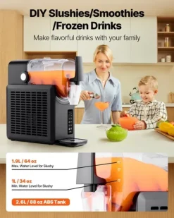 Slush-Ice Maskiner>Slush ice og margarita maskine - Maskine til frosne drikke - Kapacitet 2,6 l - Ingen is nødvendig - Forudindstillede programmer (5) - Selvrens