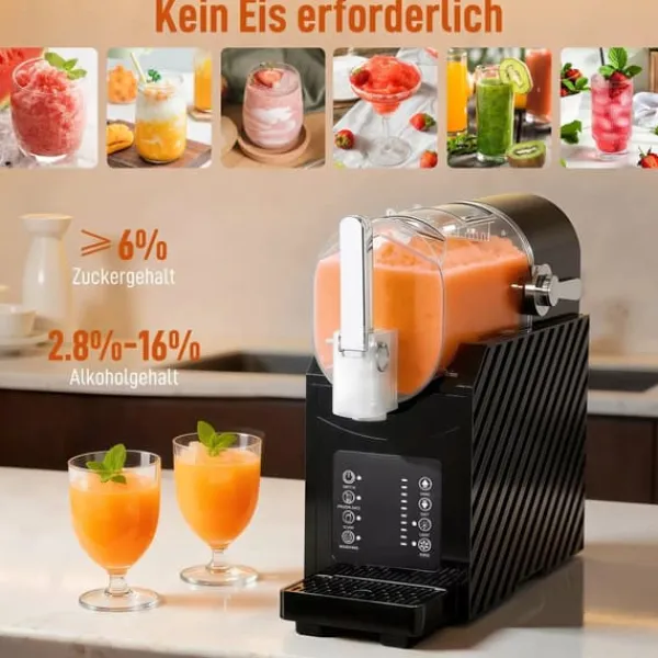 Slush-Ice Maskiner>Slush-maskine, hurtig køling, omrøringsfunktion, 2,4 L, lysfunktion, sort