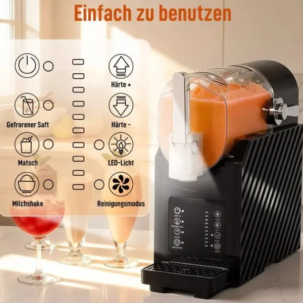 Slush-Ice Maskiner>Slush-maskine, hurtig køling, omrøringsfunktion, 2,4 L, lysfunktion, sort