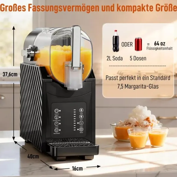 Slush-Ice Maskiner>Slush-maskine, hurtig køling, omrøringsfunktion, 2,4 L, lysfunktion, sort