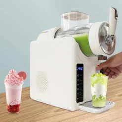 Slush-maskine til frosne drikke - Shaved Ice-maskine - Selvrens - Digital Styring - Flere Tilstande - EU-stik - Til Hjemmet - Beige