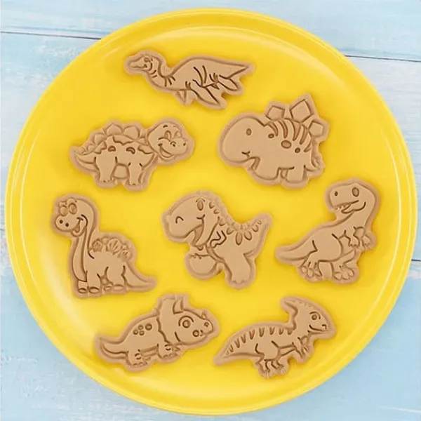 Udstikkere>Små kageformer af plastik - dinosaurer - 8 stk