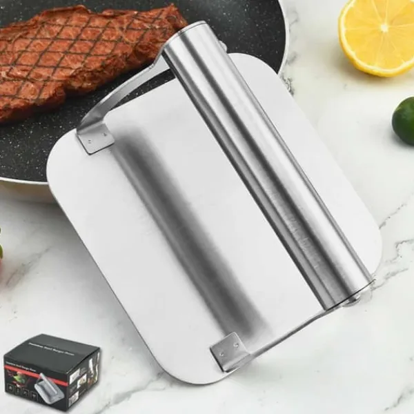 Gryder, Stegepander Og Kasseroller>Smash Iron 100% rustfrit stål - Hamburger Press for grill og komfur