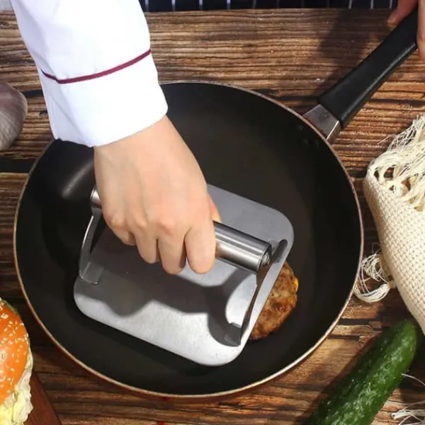Gryder, Stegepander Og Kasseroller>Smash Iron 100% rustfrit stål - Hamburger Press for grill og komfur