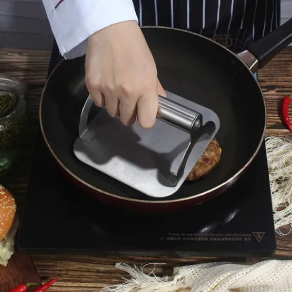 Gryder, Stegepander Og Kasseroller>Smash Iron 100% rustfrit stål - Hamburger Press for grill og komfur