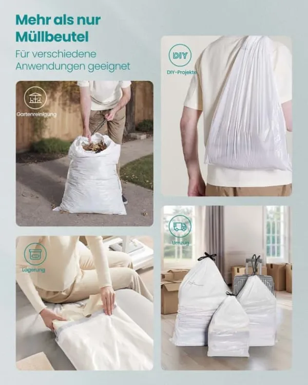 Skraldeposer>SONGMICS affaldsposer 30 L med snor og i alt 80 stk. cremehvide