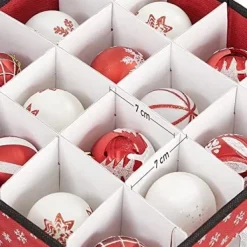 Songmics Christmas Bauble Storage Boxes, Sæt med 3 opbevaringskubbeholdere til julepynt, rød Clearance