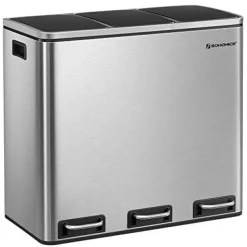 Songmics Recycling Bin, 3 X 18 L Triple Kitchen Bin, 3 Rum Pedal Bin With Soft-Close Låg, Plast