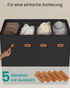 SONGMICS vasketøjskurv med tre rum, låg og vaskbar indersæk Discount
