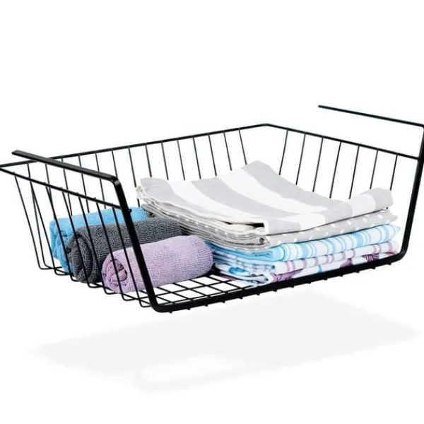 Sort metalkurv til underhylde 40,5x26,5x14,5 cm Outlet