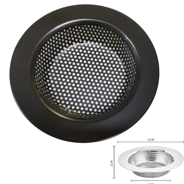 Sier>Sort Rustfrit Stål Vaskesi 3-Delt Sæt - Effektiv Køkkenvask Filter