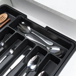 Sort udtrækkelig bestikskuffeindsats 33-56,5x37,5 cm Outlet