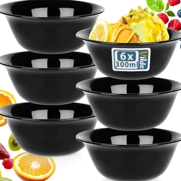 Sorte glasskåle 300 ml 6 stk. Online