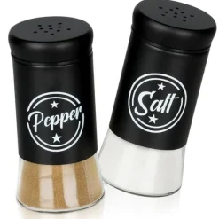 Sorte salt- og peberbøsser i glas, 2 stk. New