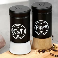 Sorte salt- og peberbøsser i glas, 2 stk. New