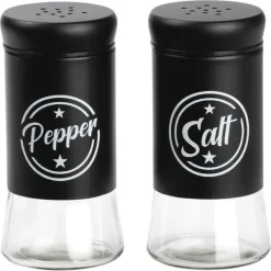Sorte salt- og peberbøsser i glas, 2 stk. New