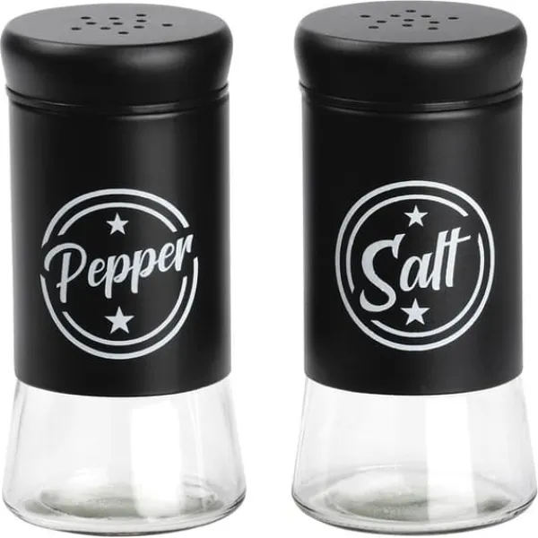 Sorte salt- og peberbøsser i glas, 2 stk. New