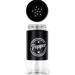 Sorte salt- og peberbøsser i glas, 2 stk. New
