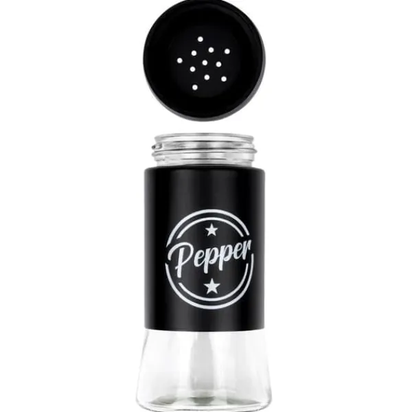 Sorte salt- og peberbøsser i glas, 2 stk. New