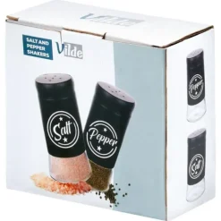Sorte salt- og peberbøsser i glas, 2 stk. New