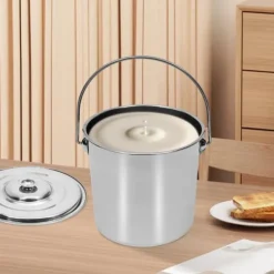 Isspande & Kølere>Spand i rustfrit stål - Isspand - 12 l - Med låg - Stor kapacitet - Til catering & køkken - Sølv