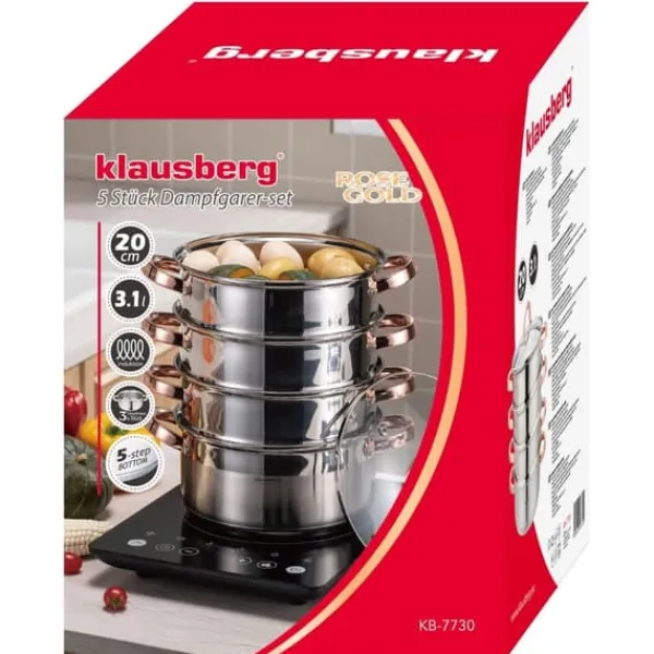 Madlavningsmaskiner>Sæt dampgryder 20 cm 5 stk KLAUSBERG KB-7730 damper