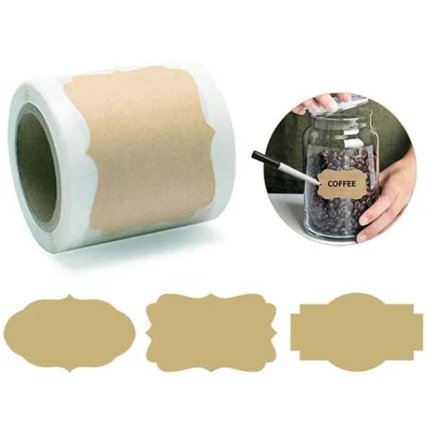 Tilbehør Til Madopbevaring>250st Kraft Paper Labels til dåser, gaver + blyant