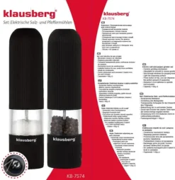Sæt med 2 elektriske salt- og peberkværne KLAUSBERG KB-7574 Discount