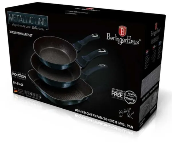 SÆT MED 3 GRANITPANDER 20/24/28CM BERLINGER HAUS BH-6140 AQUAMARINE Discount