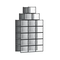 Opbevaringsæsker Til Hjemmet>Sæt med 18 skoæsker til sko op til størrelse 46, 35 x 25,0 x 18,5 cm (D x B x H) - Indvendige mål for hver æske: 31 x 24,5 x 17,5 cm
