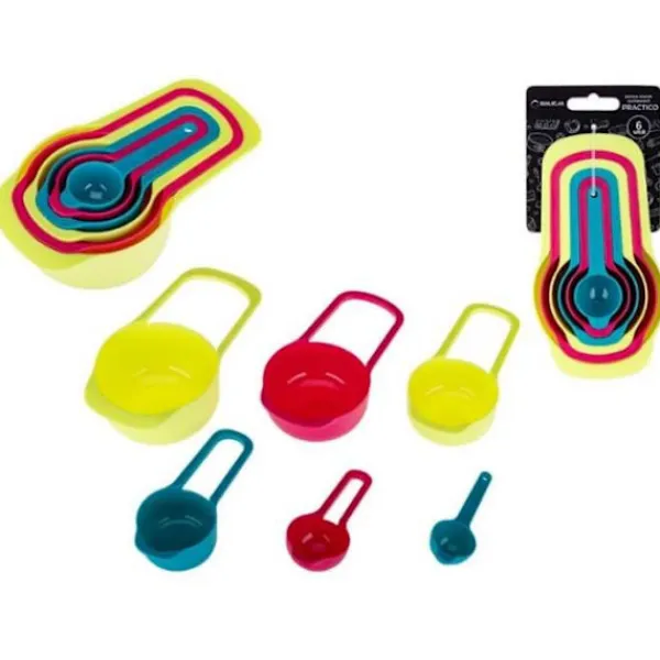 Sæt med PRACTICO køkkenmåleskeer, 6 stk., fra 7,5 ml til 250 ml, blandede farver Online