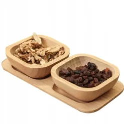 Serveringsfad & Skåle>SÆT MED 2x30ML SKÅLE + BAMBUSBAKKE DYPEBADE TIL FORRET OG SUSHISAUCSER