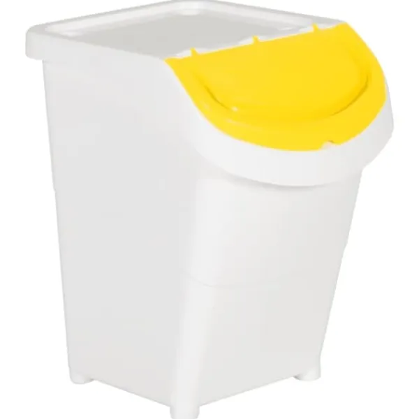 Stabelbare affaldsspande med låg - 3 stk. 120 l | Farve: Hvid | Materiale: PP New