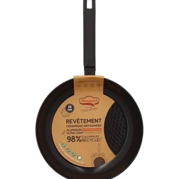 Gryder, Stegepander Og Kasseroller>Stegepande - MENASTYL - 6020638 - Smedet aluminium - 28 cm - Sort - Velegnet til alle kogeplader inklusive induktion