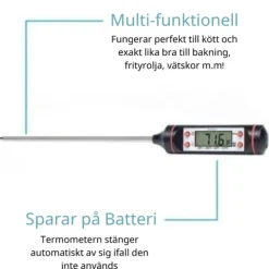 Stilfuldt stegetermometer med LCD Display Sort Outlet