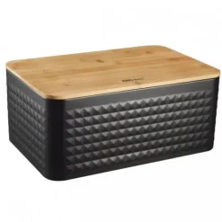 Brødkasser & Brødposer>STÅLBRØDBAGER MED BAMBUSPLADE KINGHOFF KH-1713