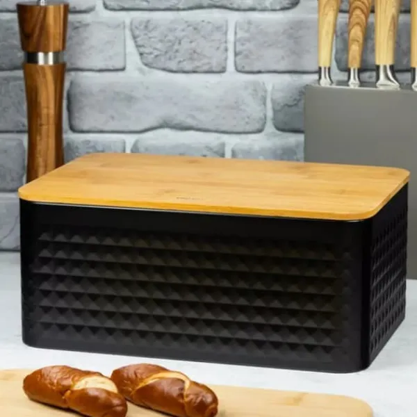 Brødkasser & Brødposer>STÅLBRØDBAGER MED BAMBUSPLADE KINGHOFF KH-1713