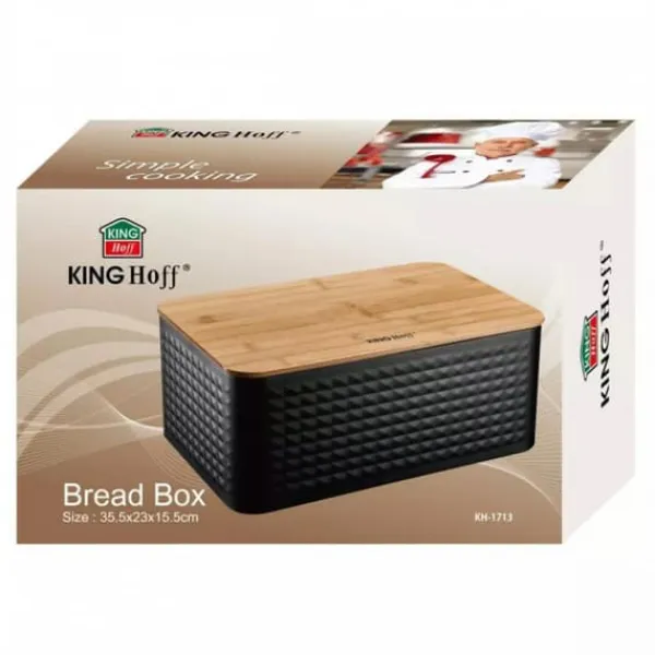 Brødkasser & Brødposer>STÅLBRØDBAGER MED BAMBUSPLADE KINGHOFF KH-1713