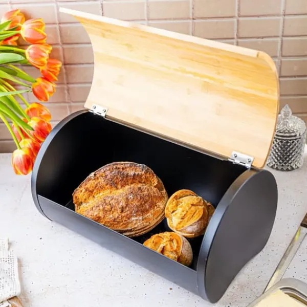 Brødkasser & Brødposer>Stålbrødspand 38cm brødbeholder KLAUSBERG KB-7712
