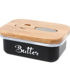 Stålsmørfad med smørkniv, sort og hvid, BRUNBESTE BB-2671-DE Discount