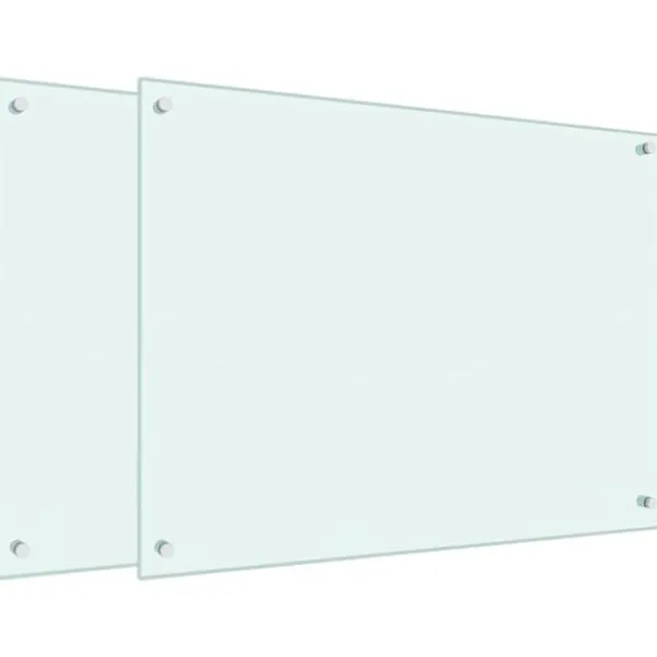 Stænkplader 2 stk. - Hærdet glas til køkken | Størrelse: 80x60 cm | Farve: Hvid Sale