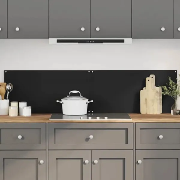 Komfurer>Stænkplader 2 stk. hærdet glas - Stænkbeskyttelse til køkken | Farve: Sort | Størrelse: 80x40 cm