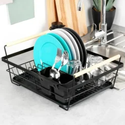 Store stående opvasketallerkener bestik sort metal 45 cm New