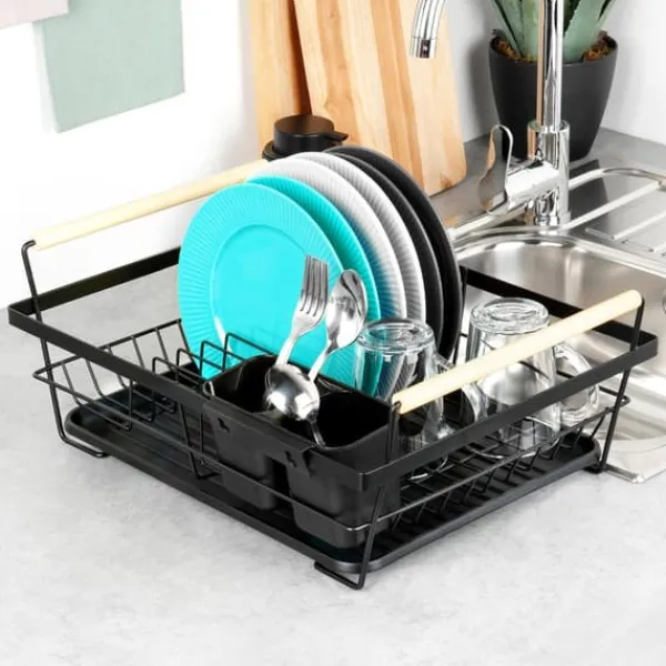 Store stående opvasketallerkener bestik sort metal 45 cm New