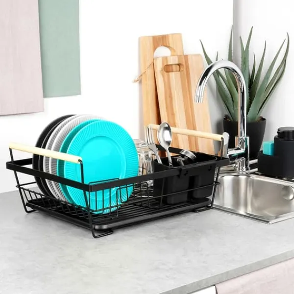 Store stående opvasketallerkener bestik sort metal 45 cm New