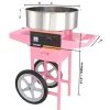 Maskiner Til Candyfloss>Sukkermaskine, kommerciel kvalitet, rustfrit stålskål, Pink med vogn
