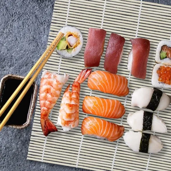 Sushi sæt, bambus, 23x23 cm, natur Sale