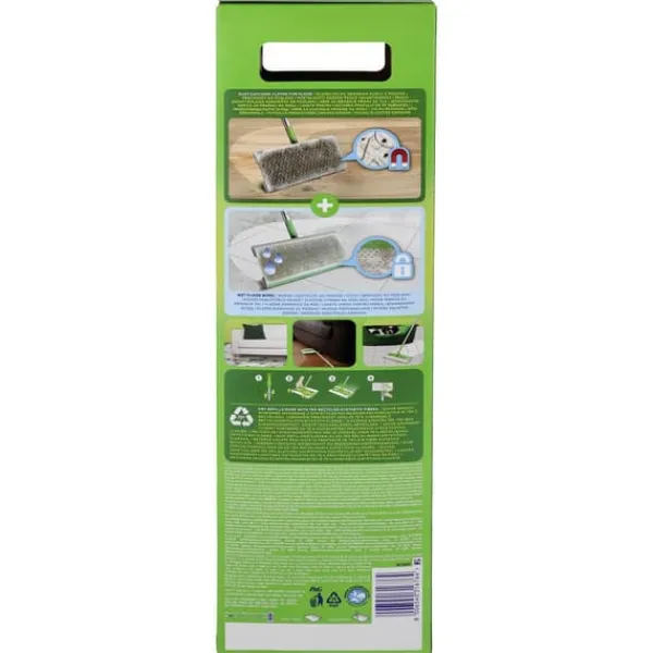 Procter & Gamble Swiffer Dry + Wet Kit - Sæt: 1 moppe, 8 tørre vådservietter og 3 vådservietter. Online